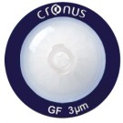 Cronus 25mm Glass Microfibre Syringe Filters 3.0µm. Luer Lock inlet, Luer Spike outlet.