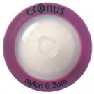 Cronus 25mm Nylon Syringe Filter 0.2µm. Lowest Extractables. Luer Lock inlet, Luer Spike outlet.