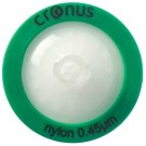 Cronus 25mm Nylon Syringe Filter 0.45µm. Lowest Extractables . Luer Lock inlet, Luer Spike outlet.