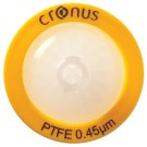 Cronus 25mm PTFE Syringe Filter 0.45µm. Luer Lock inlet, Luer Spike outlet.