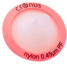 Cronus 25mm Pre-Filter Plus 0.45µm Nylon Syringe Filter with Multi-Layer GMF pre-filter 1µm. Luer Lock inlet, Luer Spike outlet.